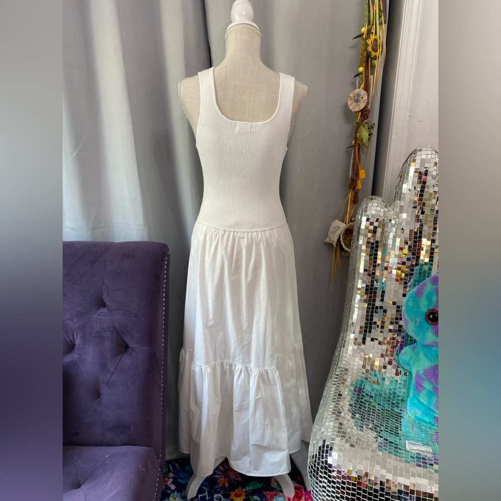 ❌SOLD❌ELAN RHODE TANK DRESS MIXED MEDIA TIERED STRETCH POCKETS WHITE LARGE - Picture 11 of 13